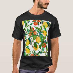 Camiseta Frutos cítricos, acuarela vibrante.