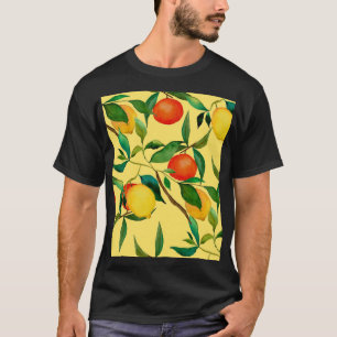 Camiseta Frutos cítricos, acuarela vibrante.