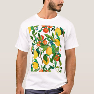 Camiseta Frutos cítricos, acuarela vibrante.