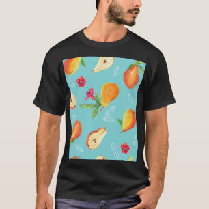 Camiseta Frutos del jardín: Azul acuarela.
