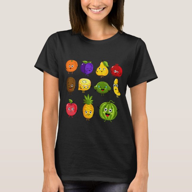 Camiseta Frutos divertidos Collage Frutos Vegetales (Anverso)