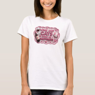 Camiseta Fucsia Juguetón EL VINO Y LOS GATOS ME TRAEN FELIC