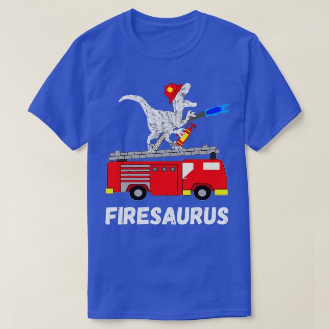 Camiseta Fuego Brigada Dinosaur Car Funny Fireman Dino TRex (Diseño del anverso)