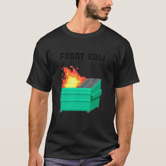 Camiseta Fuego de basurero de la fila delantera de 8 bits (Anverso)