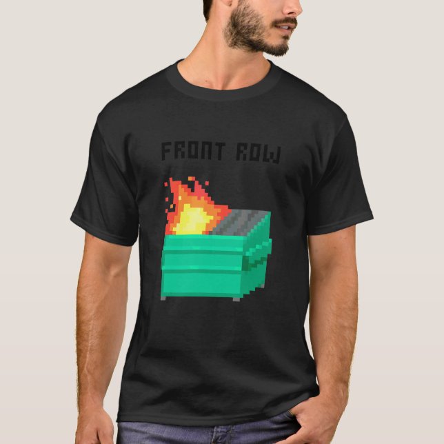 Camiseta Fuego de basurero de la fila delantera de 8 bits (Anverso)