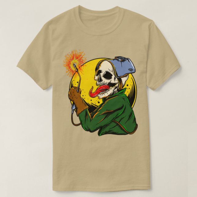 Camiseta Fuego de calavera de soldadura (Diseño del anverso)
