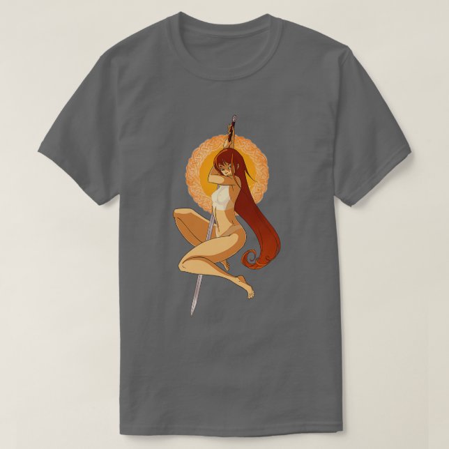 Camiseta Fuego de Chica de espadas (Diseño del anverso)