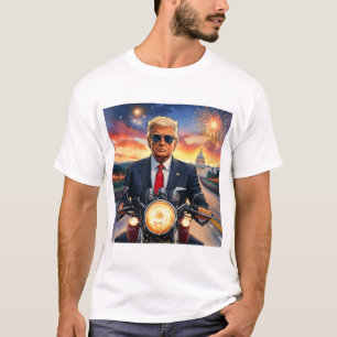 Camiseta Fuego de Donald Trump montando motocicleta en el C
