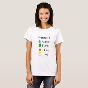 Camiseta Fuego de los Elementos, agua, tierra, aire, camise