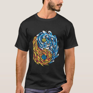 Camiseta Fuego de Ying y Yang y agua Símbolos chinos China