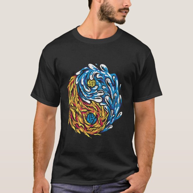 Camiseta Fuego de Ying y Yang y agua Símbolos chinos China (Anverso)