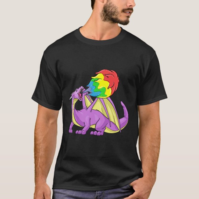 Camiseta Fuego del dragón LGBT que respira el regalo (Anverso)