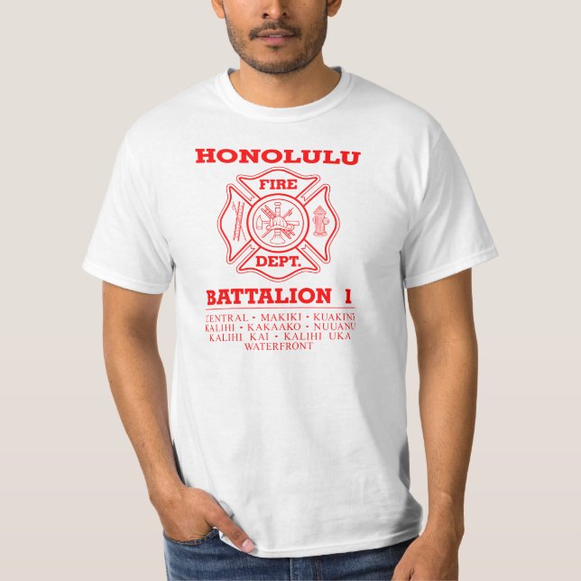 Camiseta Fuego Dept. Battalion 1 de Honolulu (Anverso)