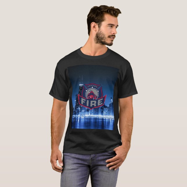 Camiseta Fuego En Chicago Con Línea De Esquina (Anverso completo)