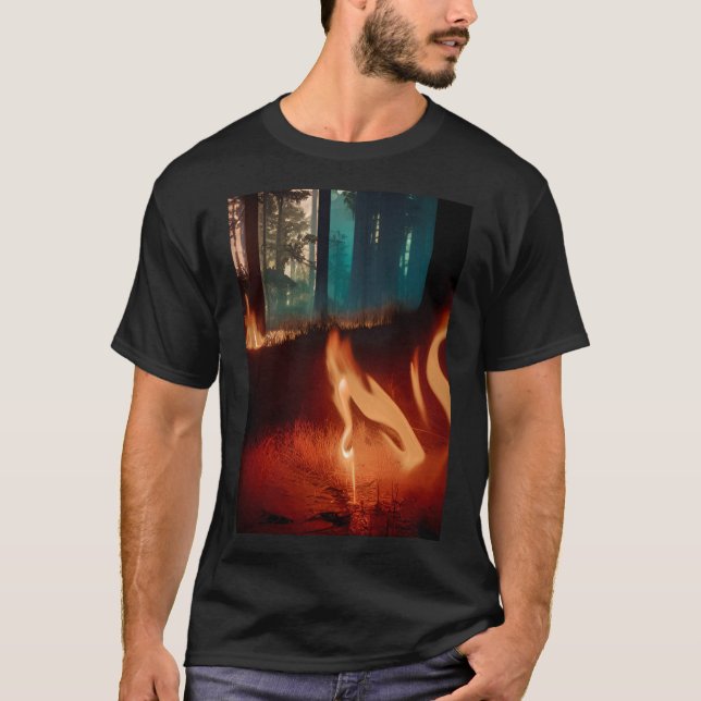 Camiseta Fuego En El Bosque. (Anverso)