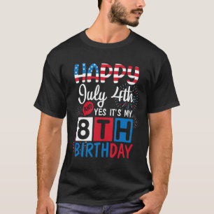 Camiseta Fuego feliz 4 de julio Sí es mi octavo cumpleaños