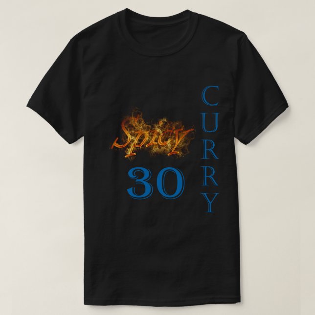 Camiseta Fuego llameante picante del curry #30 (Diseño del anverso)