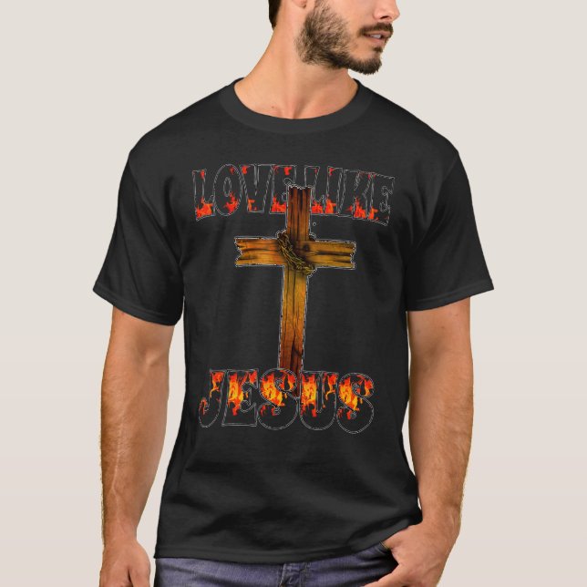 Camiseta Fuego positivo cruza el amor cristiano católico co (Anverso)