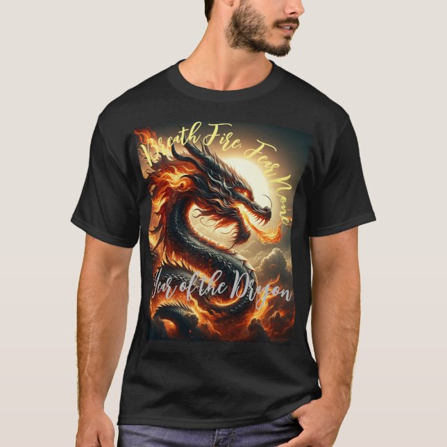 Camiseta Fuego respiratorio, miedo no hay año de dragón chi (Anverso)