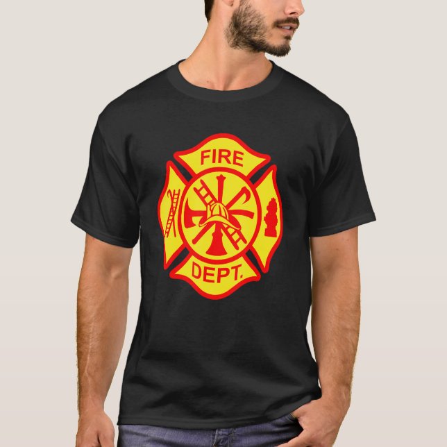 Camiseta Fuego retirado de bombero nuevo cruz maltesa con f (Anverso)