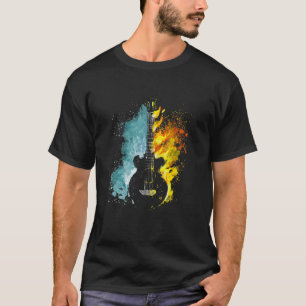 Camiseta Fuego Vintage Y Guitarra De Agua Para Hombres Muje