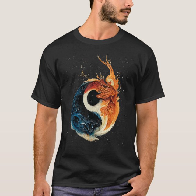 Camiseta Fuego Y Dragones De Hielo De Yin Yang (Anverso)