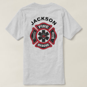 Camiseta Fuego y rescate rojo y negro