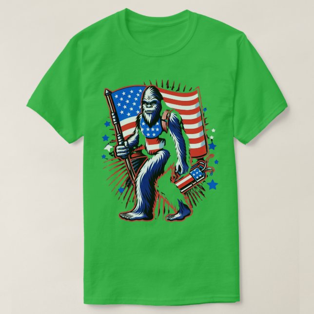 Camiseta Fuegos artificiales 4 de julio Hombres Sasquatch (Diseño del anverso)