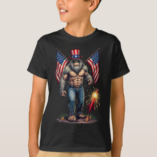 Camiseta Fuegos Artificiales Bigfoot 4 De Julio Sasquatch A
