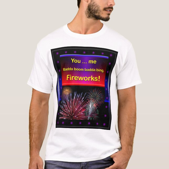 Camiseta Fuegos artificiales coquetos divertidos, 4tos de (Anverso)