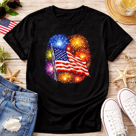Camiseta Fuegos Artificiales de Bandera Patriótica