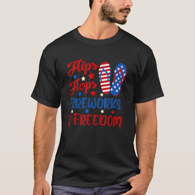 Camiseta Fuegos Artificiales De Flip Flops Y Libertad 4 De  (Anverso)