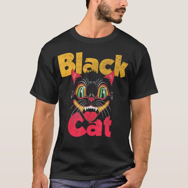 Camiseta Fuegos artificiales de Halloween Black Cat (Anverso)