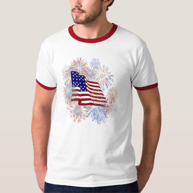 Camiseta Fuegos artificiales de la bandera americana del (Anverso)