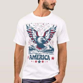Camiseta Fuegos artificiales de la bandera norteamericana d