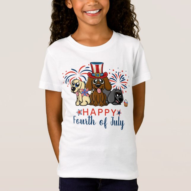 Camiseta Fuegos artificiales de perros Patrióticos del 4 de (Anverso)