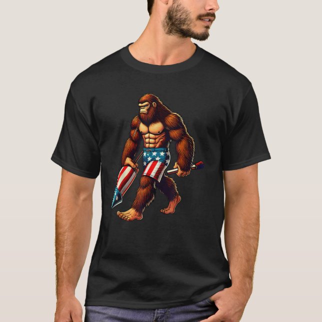 Camiseta Fuegos Artificiales De Sasquatch De Pie Grande El  (Anverso)