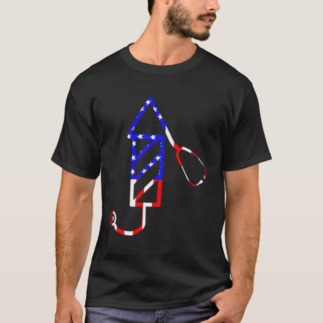 Camiseta Fuegos artificiales De Stethoscope 4 De Julio Band (Anverso)