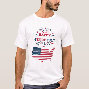 Camiseta Fuegos Artificiales del 4 de Julio Bandera Roja Bl
