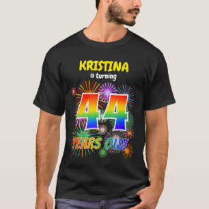 Camiseta Fuegos artificiales divertidos, arcoiris "44", cum