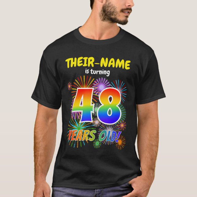 Camiseta Fuegos artificiales divertidos, aspecto arcoiris " (Anverso)