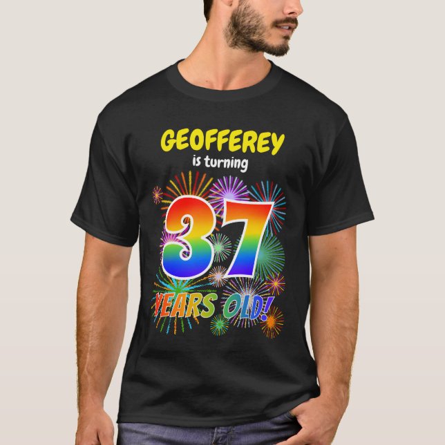 Camiseta Fuegos artificiales divertidos, aspecto arcoiris " (Anverso)