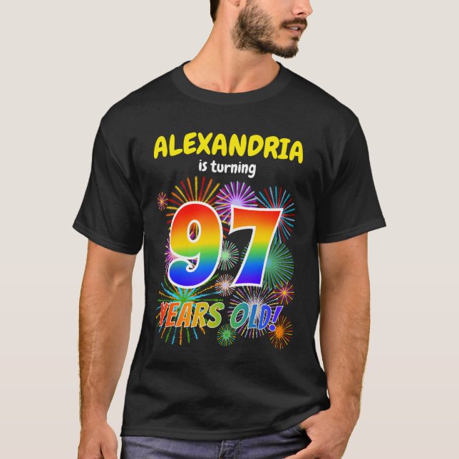 Camiseta Fuegos artificiales divertidos, aspecto arcoiris " (Anverso)