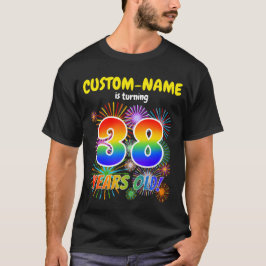 Camiseta Fuegos artificiales divertidos, aspecto de arcoíri