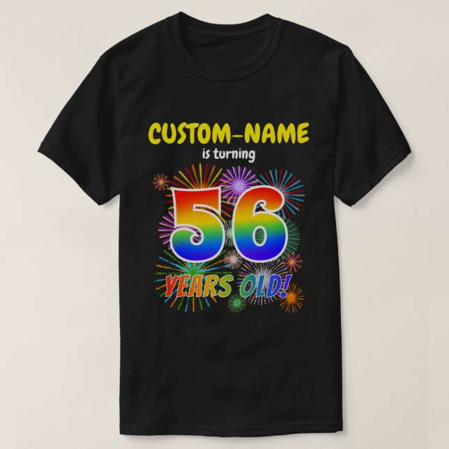 Camiseta Fuegos Artificiales Divertidos, Aspecto de Arcoíri (Diseño del anverso)