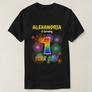 Camiseta Fuegos artificiales divertidos, luce arcoiris "1",
