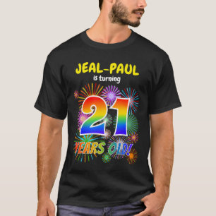 Camiseta Fuegos artificiales divertidos, luce arcoiris "21"