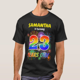 Camiseta Fuegos artificiales divertidos, luce arcoiris "23"