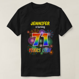 Camiseta Fuegos artificiales divertidos, luce arcoiris "71"