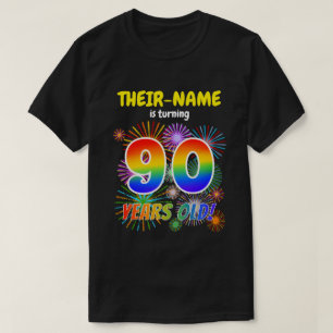 Camiseta Fuegos artificiales divertidos, luce arcoiris "90"